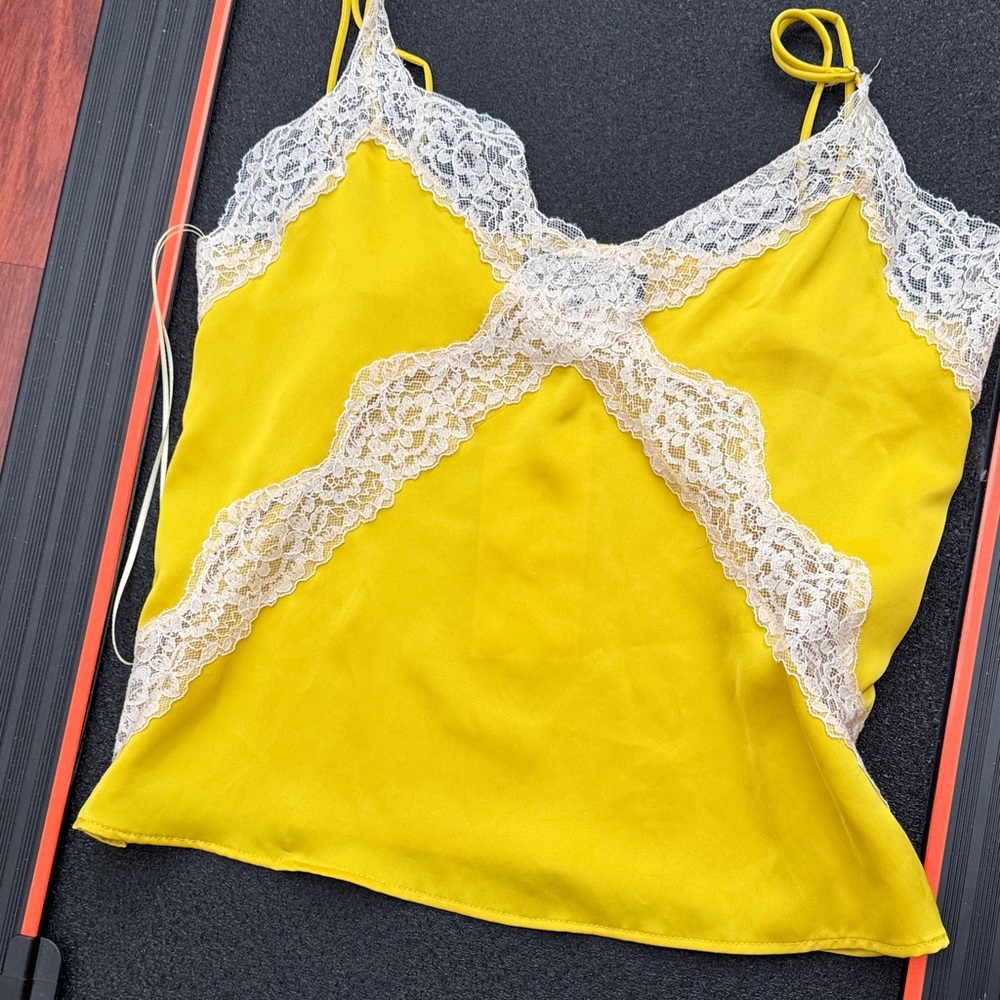 Zara Yellow Lace Trim Women's Top